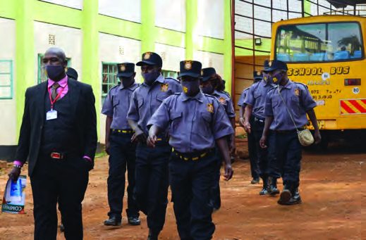Guards on duty at a school