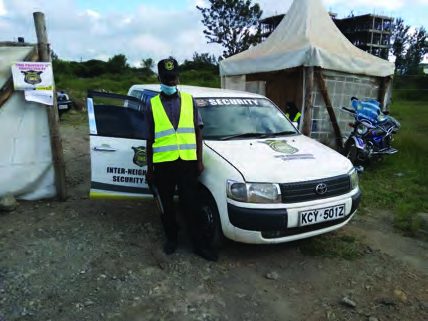 INS officer conducting a random spot check with patrol vehicle